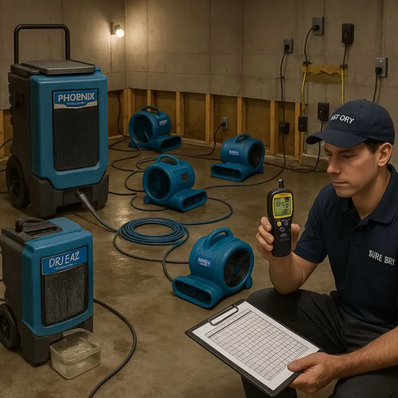 Structural Drying and Dehumidification process in El Cerro Mission, NM